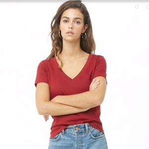 Red V-neck T-shirt